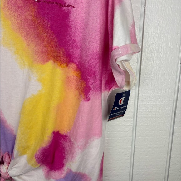 Champion Women's XL Colorful Tie-Dye Front Bow Tie Short Sleeve - Picture 7 of 12